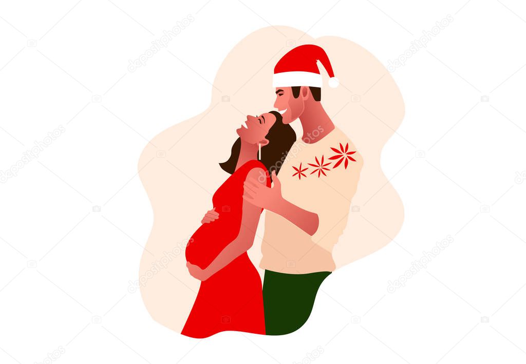Young couple. Happy New Year 2021 vector poster
