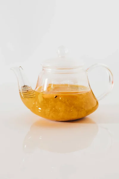 Tea Glass Teapot White Background — Stock Photo, Image