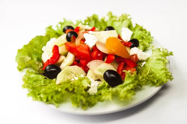 Salada Fresca Com Legumes Queijo — Fotografia de Stock
