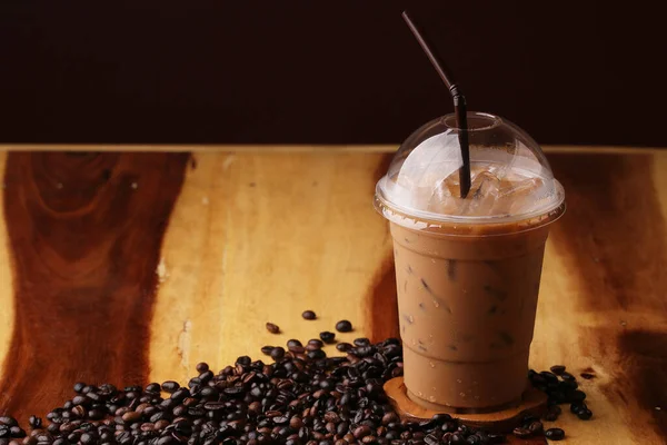 Café Expresso Gelo Chão Madeira — Fotografia de Stock