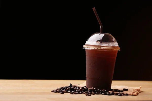 Ice Americano Kopi Hitam Dan Biji Kopi — Stok Foto