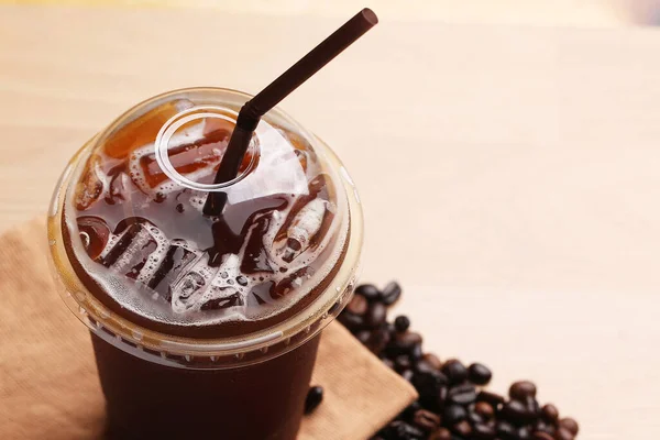 Ice Americano Sade Kahve Kahve Çekirdekleri Stok Resim