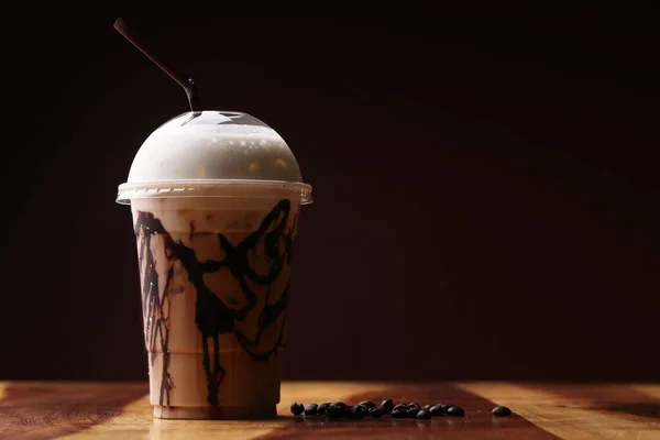 Ice Coffee Wood Floor Mocha — Stock Photo, Image