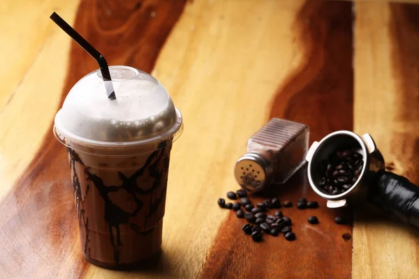 Café Helado Suelo Madera Mocha — Foto de Stock