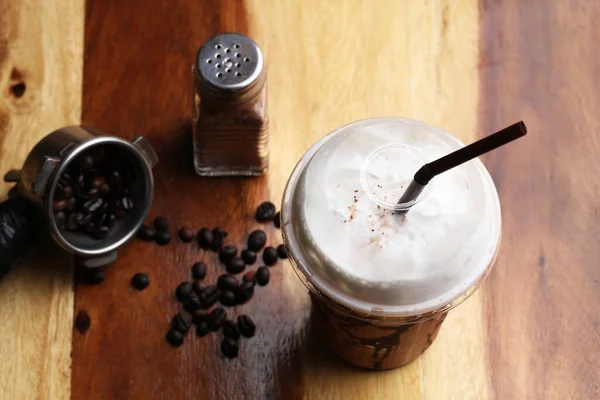 Café Helado Suelo Madera Mocha — Foto de Stock