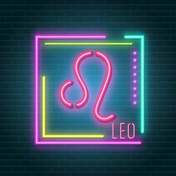 Leo neon tabela — Stok Vektör