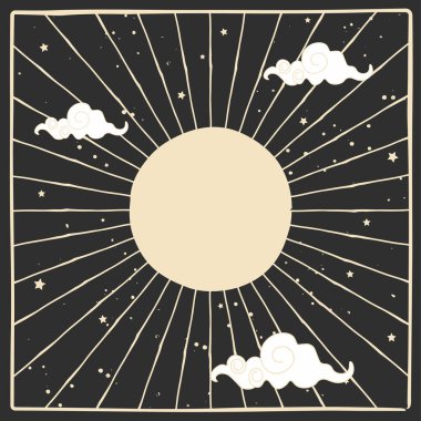 Sihirli okült tasarım, vektör biçiminde illüstrasyon