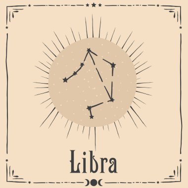 Okült astroloji burç işareti, vektör biçiminde illüstrasyon