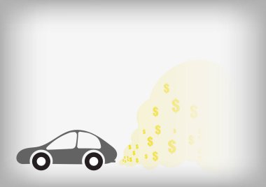 Vektör : Araba ve duman dolar sembolü