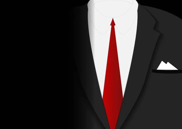 Vettore Uomo Affari Con Cravatta Rossa Completo Nero — Vettoriale Stock