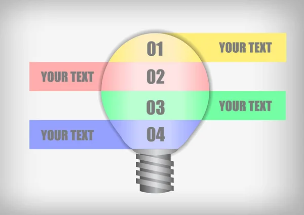 Vetor Lâmpada Papel Passo Infográfico — Vetor de Stock
