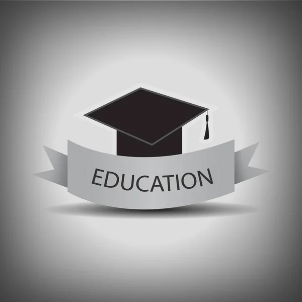 ベクトル 卒業キャップと教育ラベル — ストックベクタ