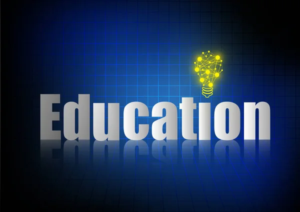 Vektor Bildung Mit Glühbirne Auf Blauem Hintergrund — Stockvektor