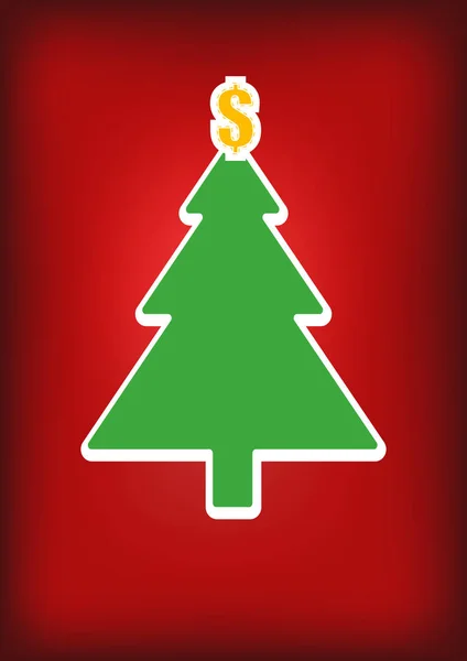 Vector Christmas Tree Dollars Red Background — Stock Vector