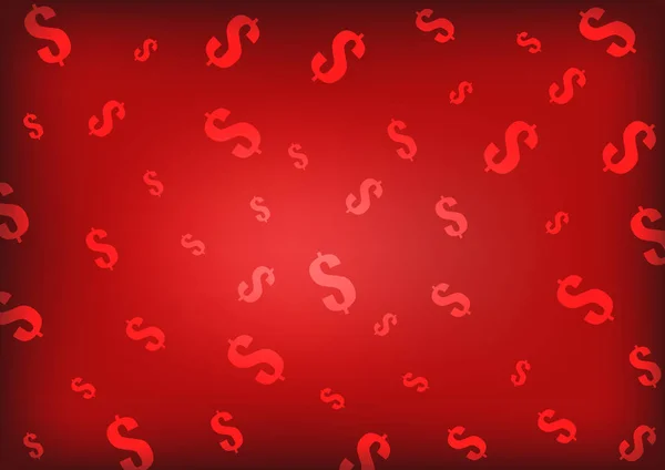 Vector Dollars Symbool Rode Achtergrond — Stockvector