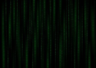 Vektör : Siyah arka plan üzerinde yeşil ikili sayı