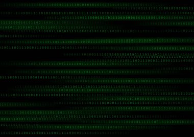 Vektör : Siyah arka plan üzerinde yeşil ikili sayı