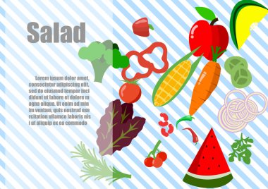 Vektör : Salata sebzeleri ve metin alanı