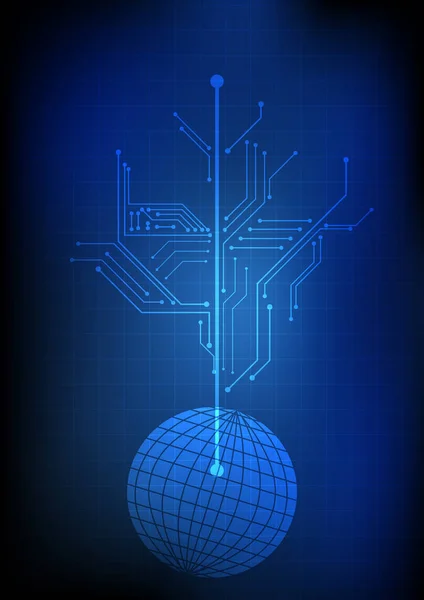 Vektör : Teknoloji arka planında dünya ve elektronik devre