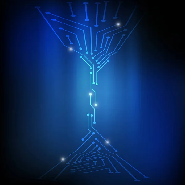 青色の背景のベクトル 電子回路 — ストックベクタ
