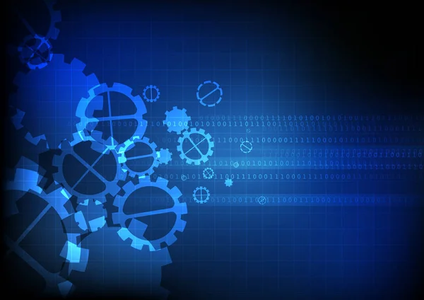 Vektör : Kılavuz mavi arka plan üzerinde dişliler ve ikili sayı