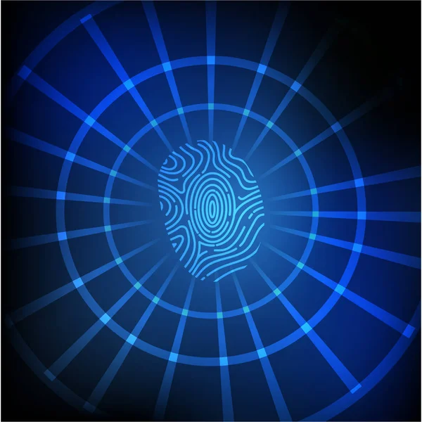 抽象圆圈与手指打印在蓝色背景 — 图库矢量图片