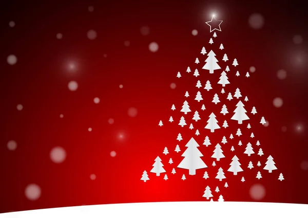 Διάνυσμα Χάρτινα Χριστουγεννιάτικα Δέντρα Κόκκινο Φόντο — Διανυσματικό Αρχείο