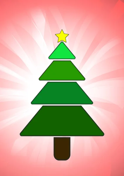 Vector Kerstboom Met Ruimte Voor Tekst Rode Achtergrond Van Kerstmis — Stockvector