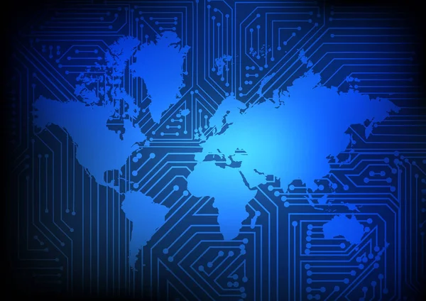 Vector Circuito Electrónico Mapa Del Mundo Sobre Fondo Azul Ilustraciones De Stock Sin Royalties Gratis