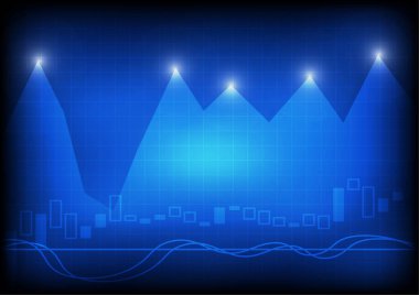 Vektör: İş grafik mavi arka plan üzerinde artan