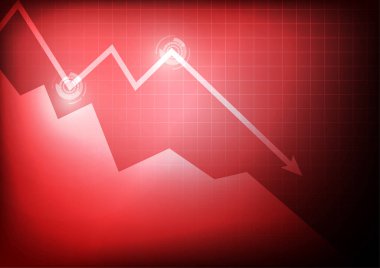 Vektör: kırmızı bir arka plan iş grafikte azalan