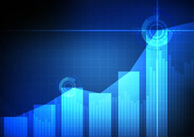 Vektör: İş grafik ve mavi arka plan üzerinde kılavuz