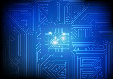 Vektör: Mavi arka plan elektronik devre