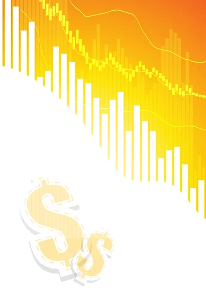 Vetor Gráficos Barras Fundo Branco Laranja Com Sinal Dólar — Vetor de Stock