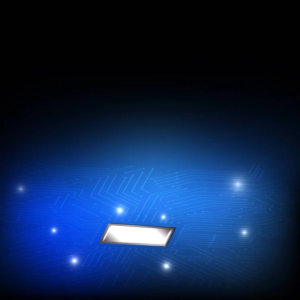 ベクトル 電子回路と青い背景上のチップ — ストックベクタ