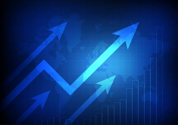 Vector Gráfico Creciente Con Mapa Del Mundo Sobre Fondo Negocio — Vector de stock