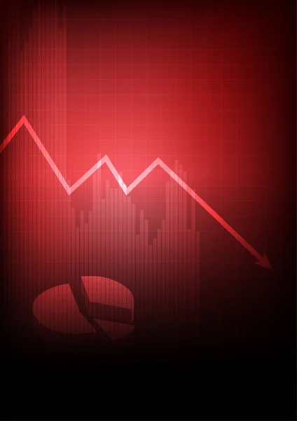 Vetor Diminuição Gráfico Negócios Fundo Vermelho — Vetor de Stock