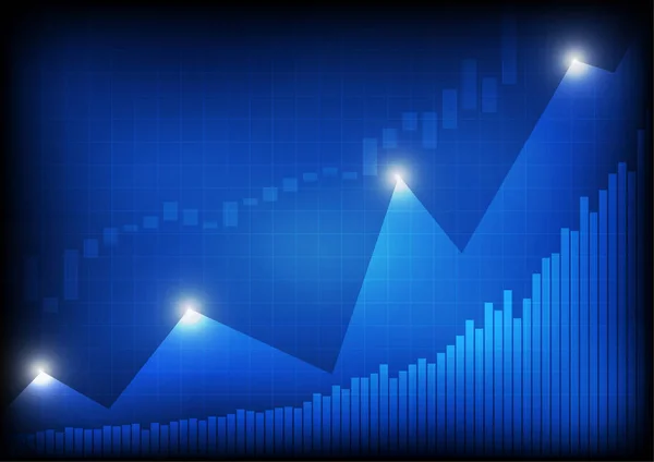Wektor Zwiększenie Działalności Wykres Niebieskim Tle — Wektor stockowy