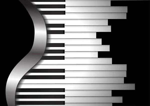Vektor Zongora Billentyűzet Fekete Háttér — Stock Vector