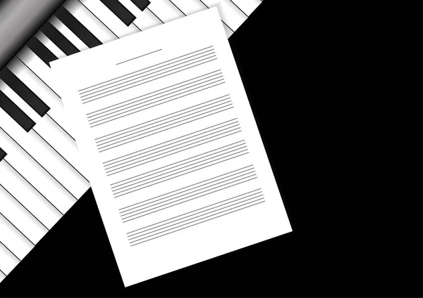 钢琴键盘与职员文件 — 图库矢量图片