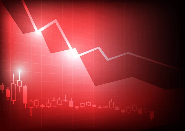 Vector Gráfico Negocio Decreciente Sobre Fondo Rojo — Vector de stock