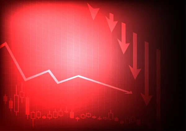 Vetor Diminuição Gráfico Negócios Fundo Vermelho — Vetor de Stock