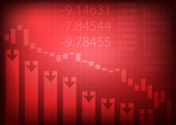 Vetor Diminuição Gráfico Negócios Fundo Vermelho —  Vetores de Stock