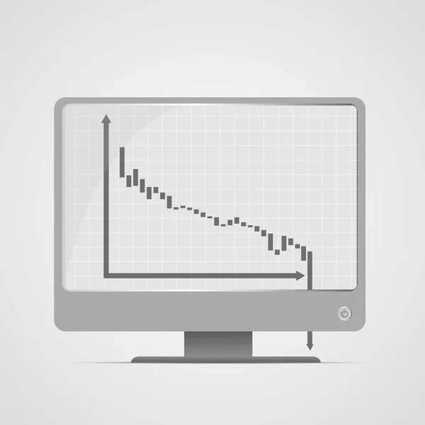 Wektor Zmniejszenie Działalności Wykres Monitorze Komputera — Wektor stockowy