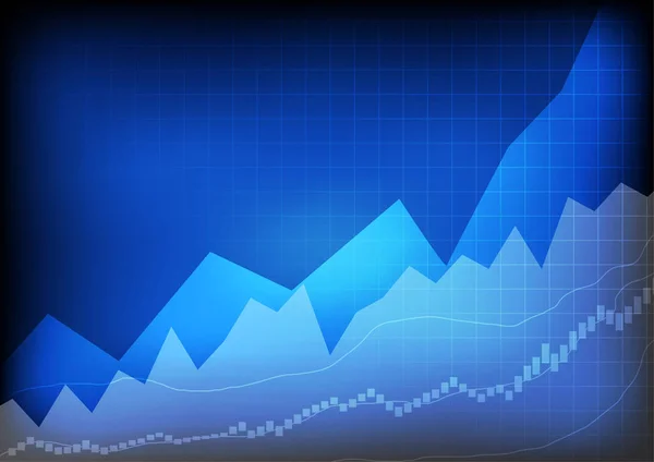 Vector Gráfico Negocio Creciente Sobre Fondo Azul — Vector de stock