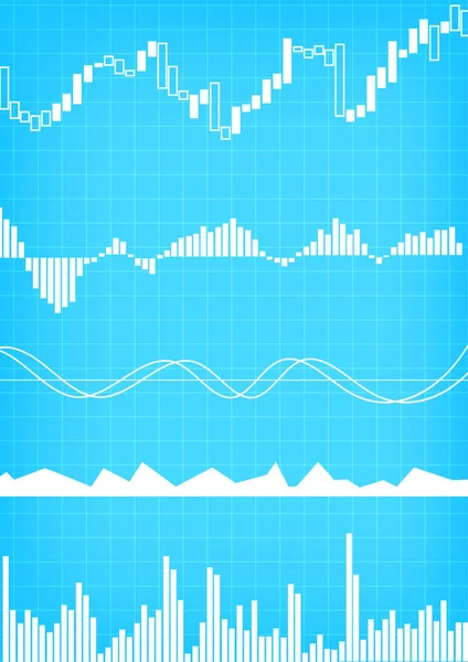 青いグリッドの背景のベクトル ビジネス グラフ — ストックベクタ