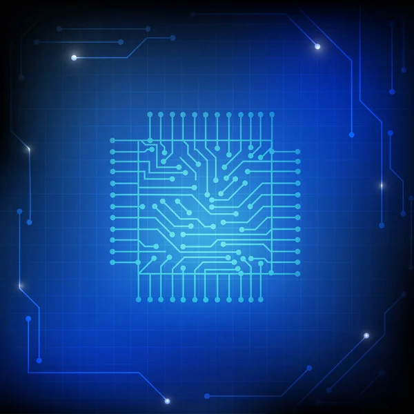 Vecteur Circuit Électronique Sur Fond Bleu — Image vectorielle