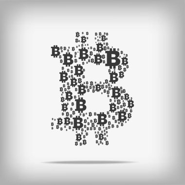 Vektör: Bitcoin sembolü gri arka plan