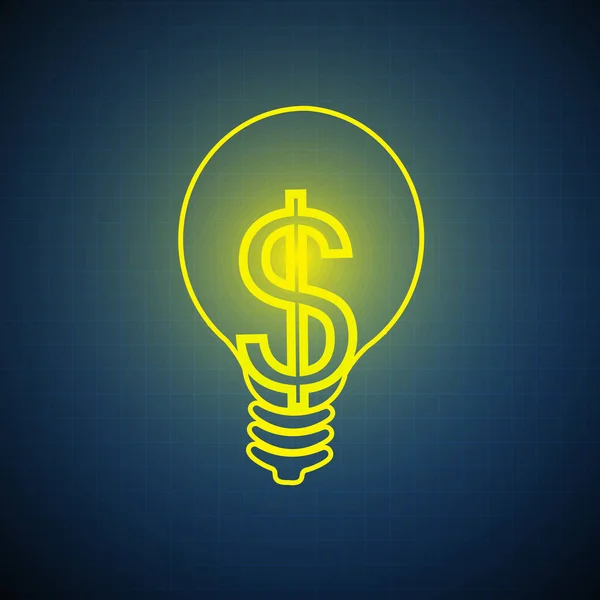 Vector Dollar Sign Light Bulb Blue Background — Stock Vector