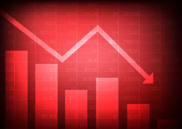 Vector Red Stock Market Decreasing Arrow Red Background — Stock Vector